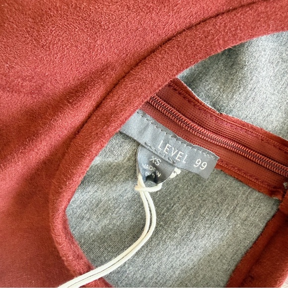 NWT! Rust Faux Suede Three-Quarter Sleeve A-Line Dress by Level 99 Size XS - Picture 4 of 4